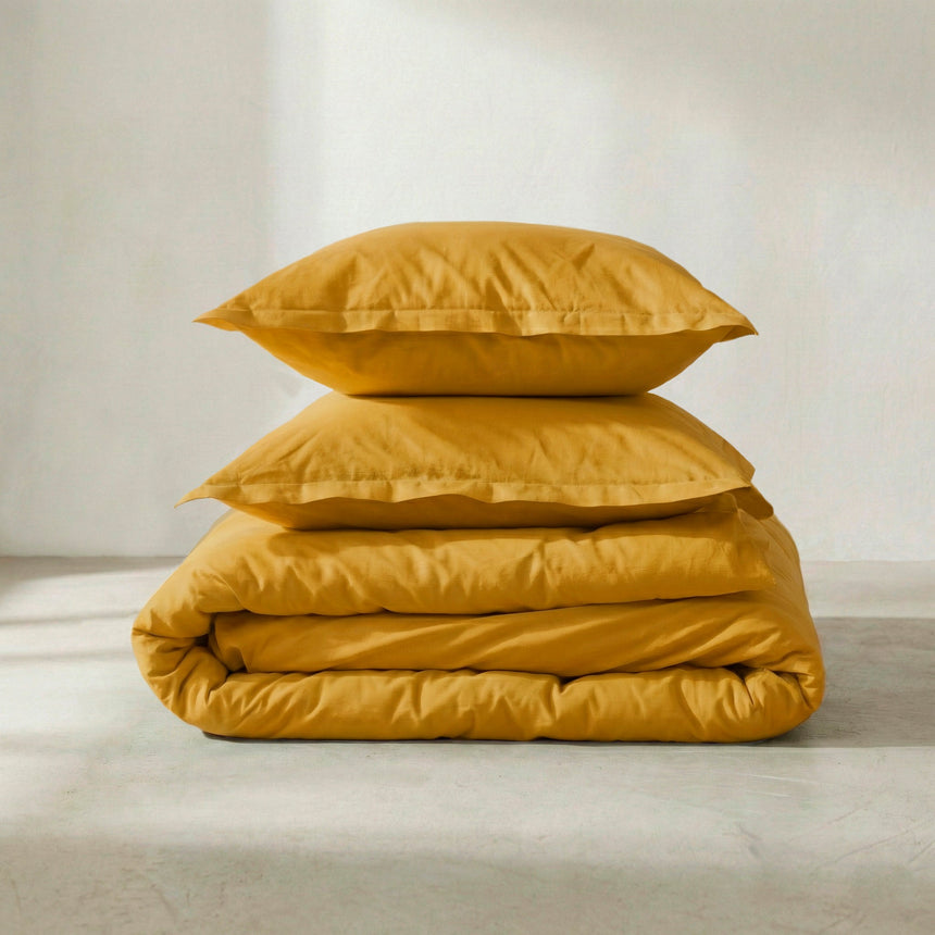 Basic Cotton Duvet Cover, Mustard