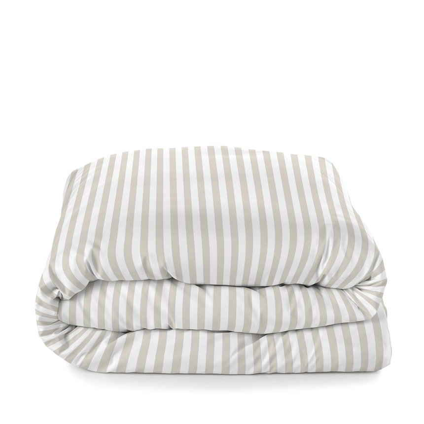 Layering Striped Cotton Duvet Cover, Beige