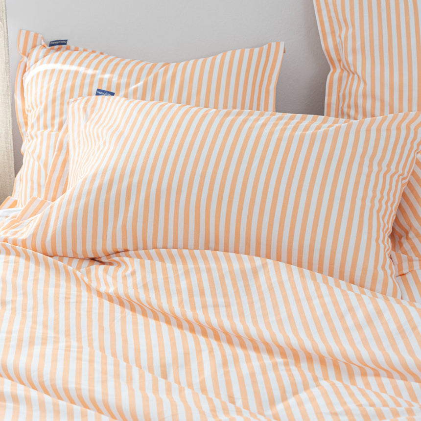 Layering Striped Cotton Pillowcase, Peach