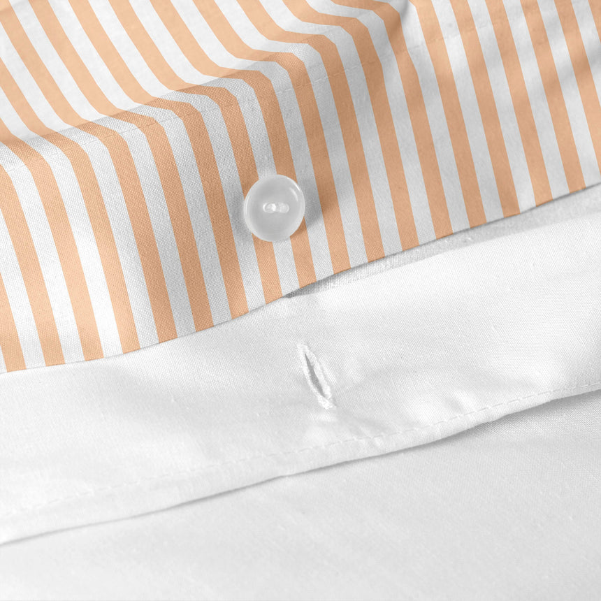 Layering Striped Cotton Duvet Cover, Peach