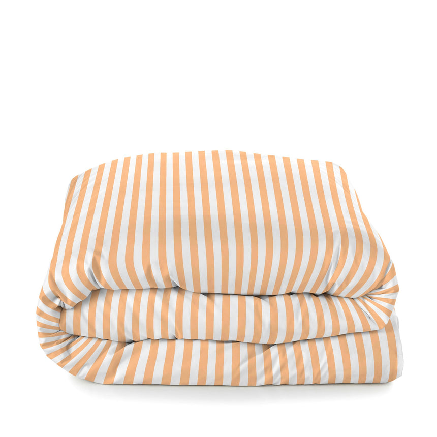Layering Striped Cotton Duvet Cover, Peach
