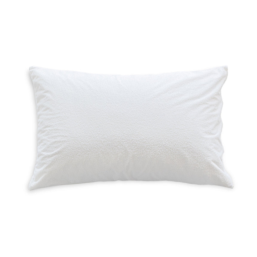 Waterproof Cotton Terry Pillow Protector, White