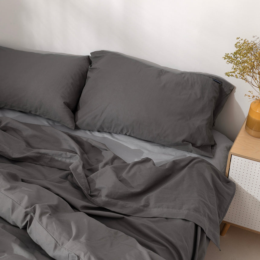 Dark Grey Basic cotton flat sheet