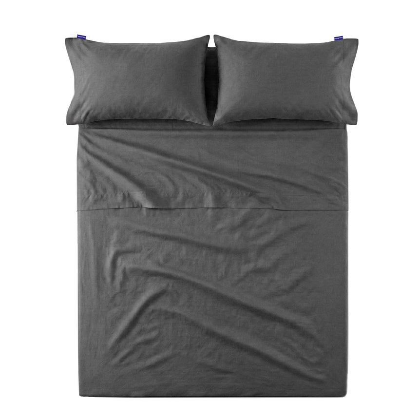 Basic Cotton Flat Sheet, Dark Grey