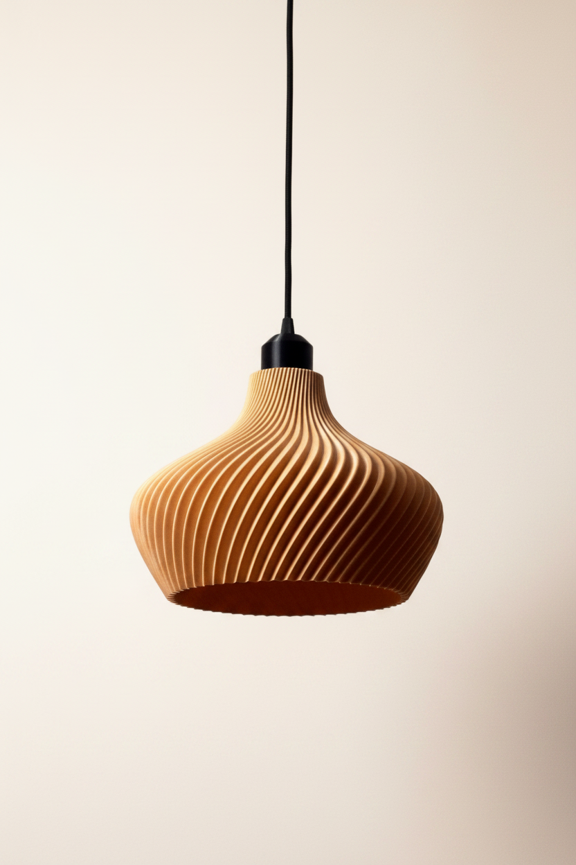 Daila pendant light in plant-based composite, rounded shade