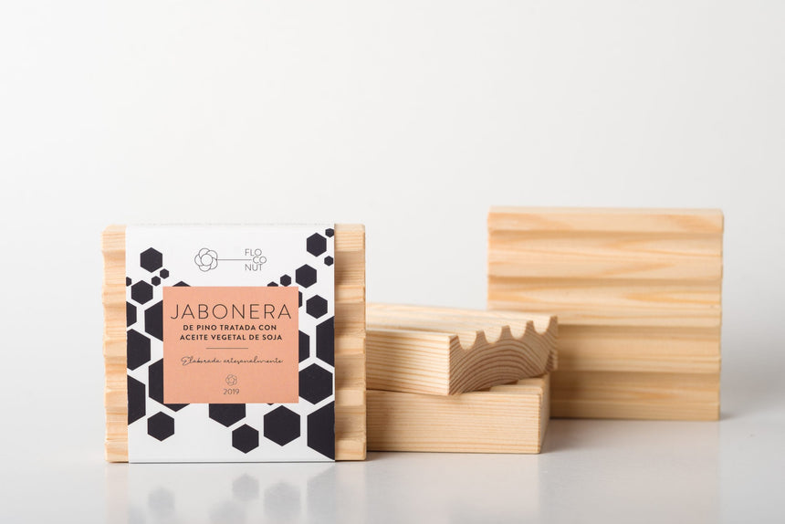 Handmade pine soap dish with draining slots