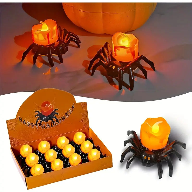 Spider Flameless Tea Lights, 12 Pack