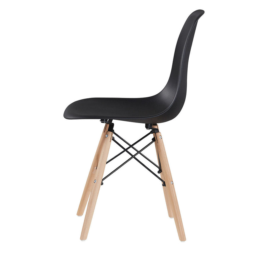 Molded Shell Dining Chairs, Wood Legs, Set of 4, Black