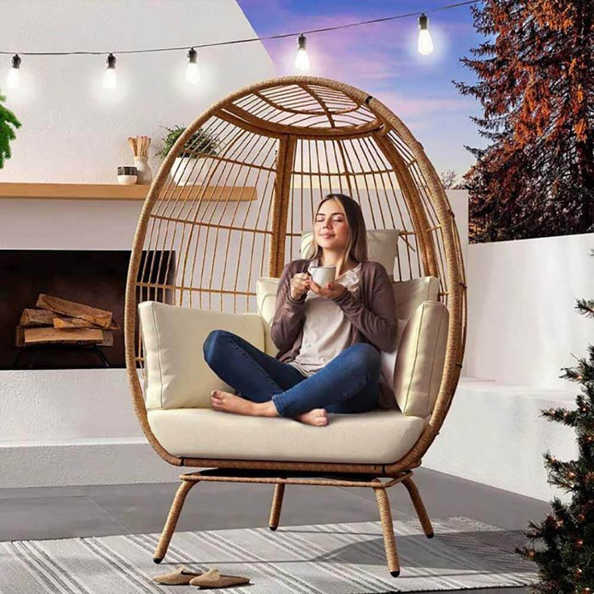 Woven Egg Chair with Cushions