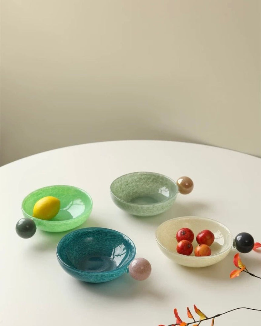 Handblown Bonbon Whimsical Salad Snack Desert Bowl, Eclectic Decorative Bowl