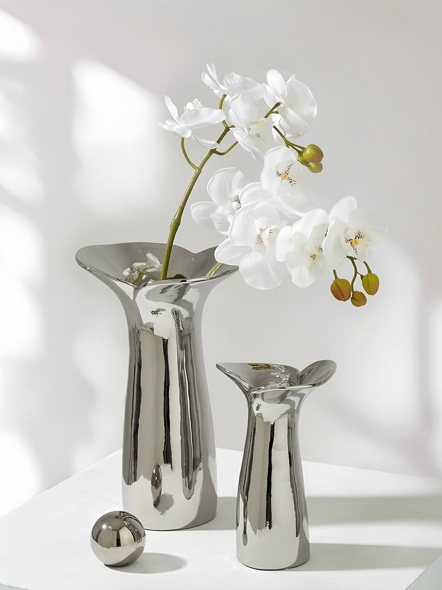 Handcrafted Silver-Glaze Ceramic Vase