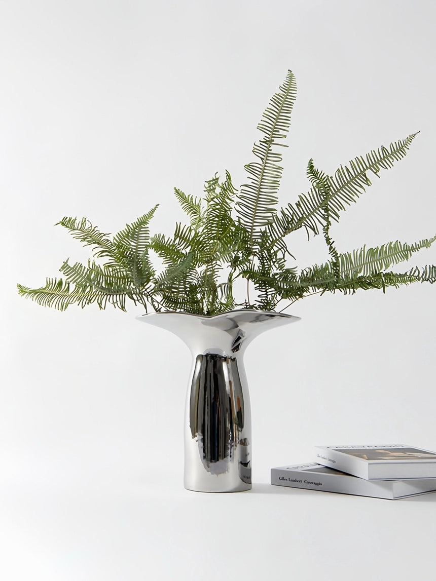 Handcrafted Silver-Glaze Ceramic Vase
