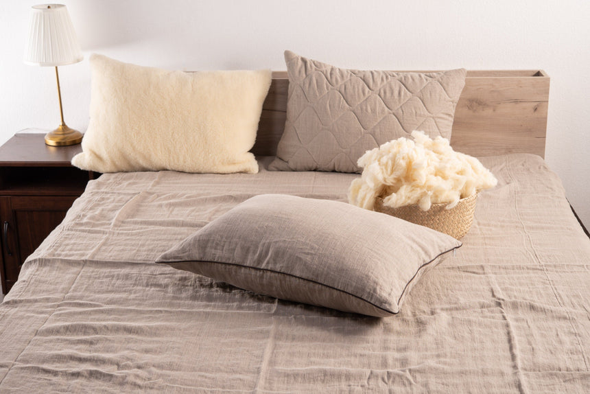 Linen Pillow with Wool Filling, Adjustable
