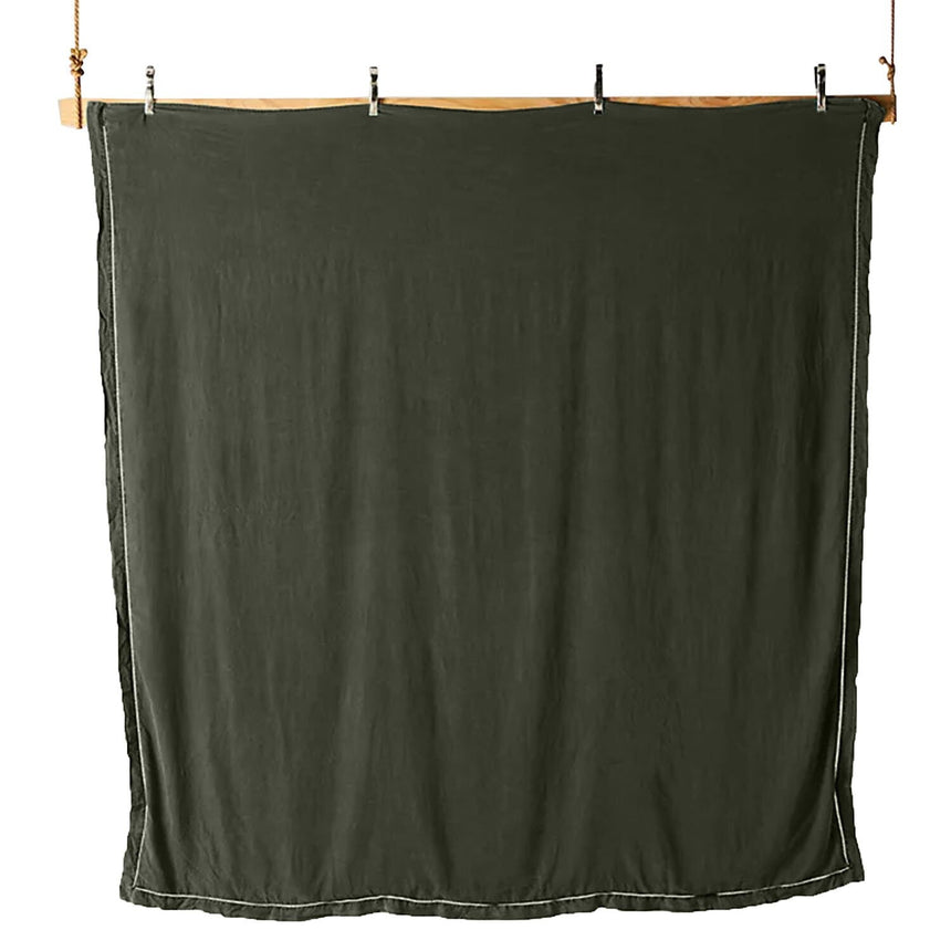 Embroidered Edge Moss Green 100% Pure Linen | Linen Cotton Mix | 3 Piece Duvet Cover Set | 4 Piece Sheet Set | Handmade | Pre-washed | Soft