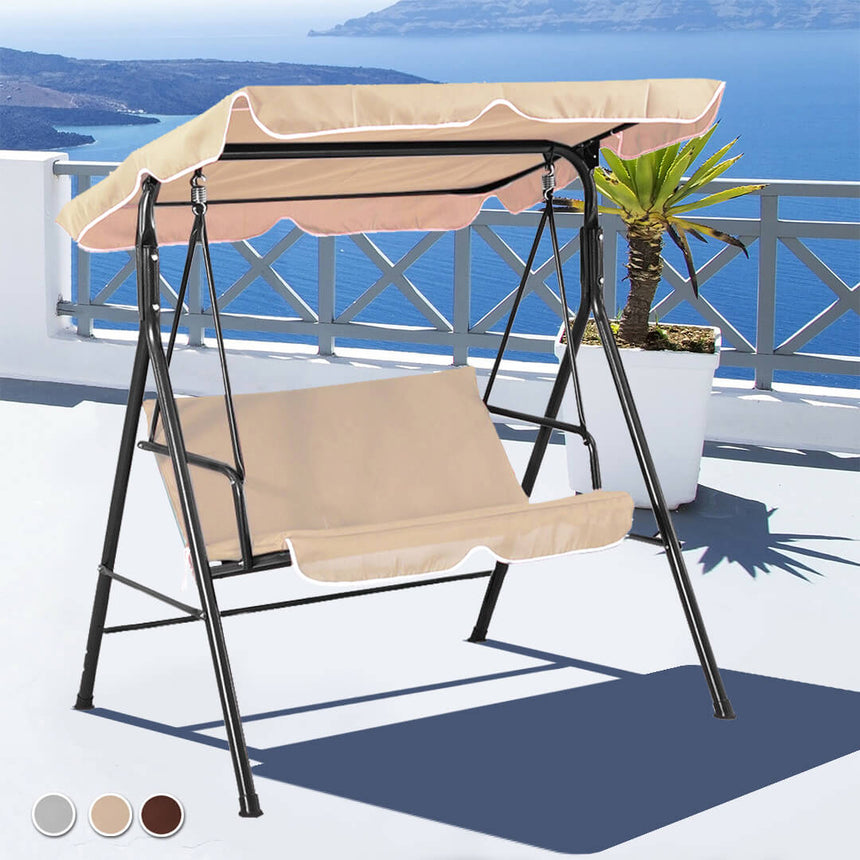 Beige garden swing bed