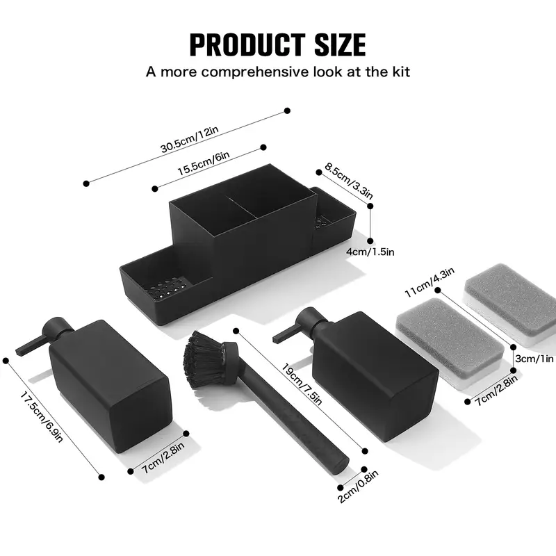 Double Soap Dispenser Set with Sponge Holder