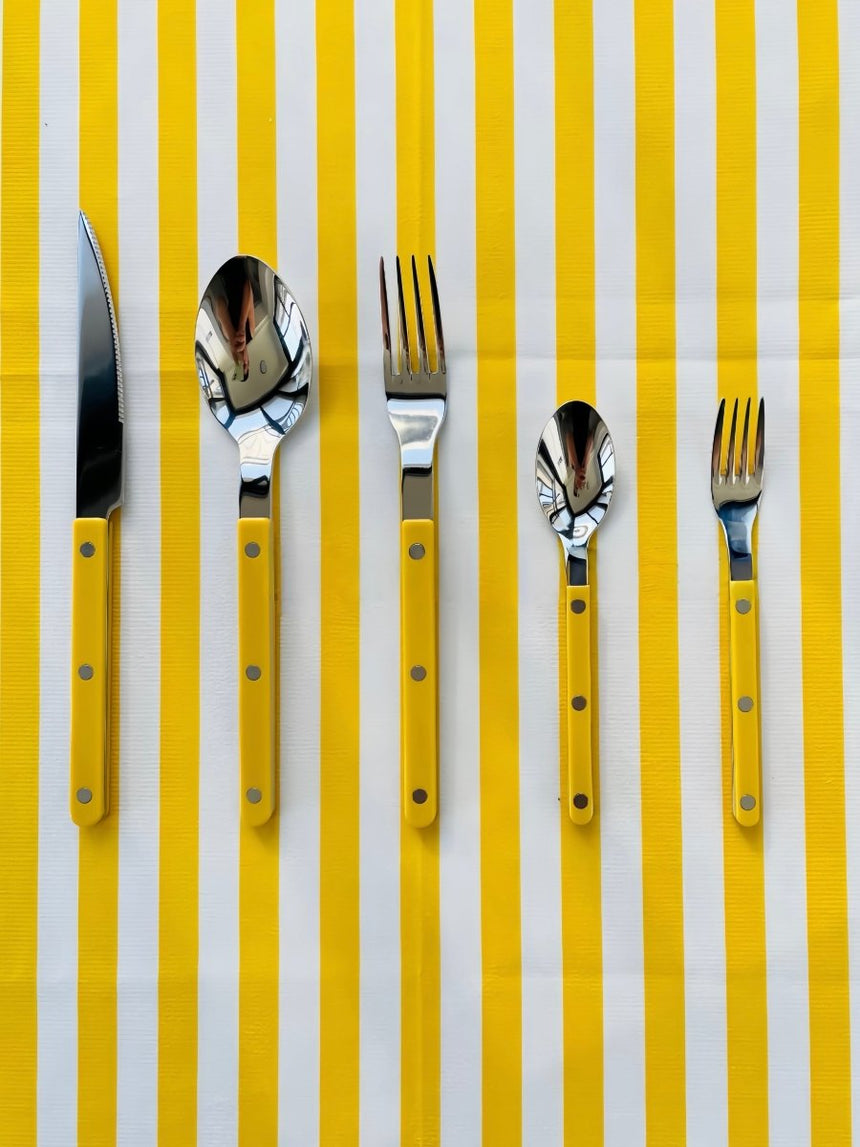 Set Of 10 Dopamine Stainless Steel Rivet Flatware, Contemporary Bistrot Style Cutlery