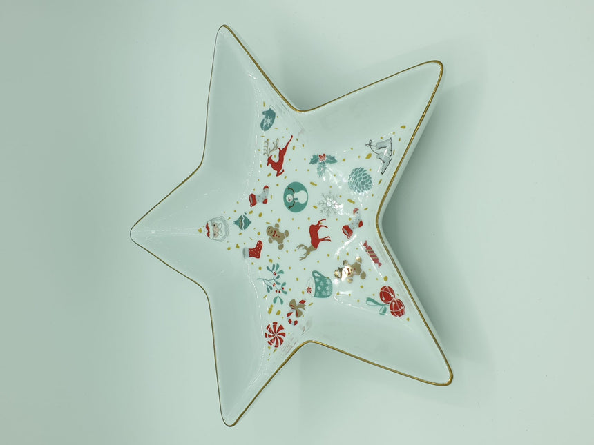 Christmas Star Porcelain Serving Tray, 27 cm