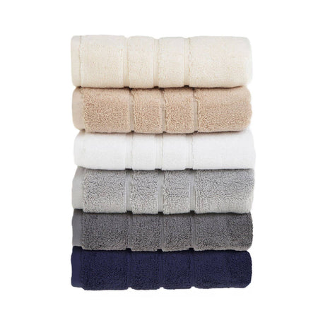 800 gsm combed cotton hotel bath towel folded on a shelf