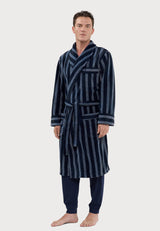 Bathrobe Fleece-Lined Printed, Blue, Style 0608