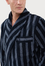 Bathrobe Fleece-Lined Printed, Blue, Style 0608