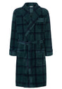 Fleece-lined bathrobe in a printed green pattern