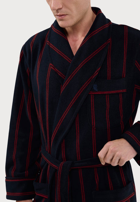Bathrobe Fleece-Lined Printed, Blue