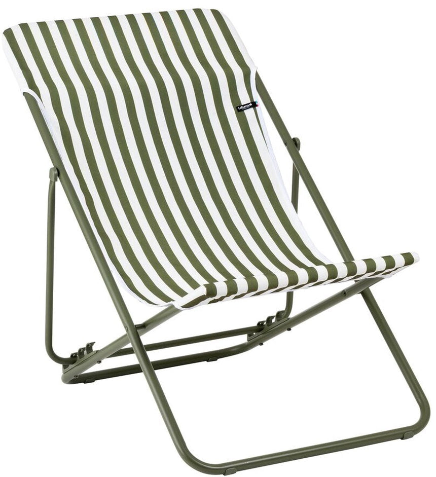 Foldable beach chair in moss striped fabric