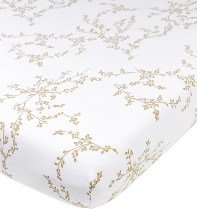 Sand fitted sheet with a branches print