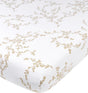 Sand fitted sheet with a branches print