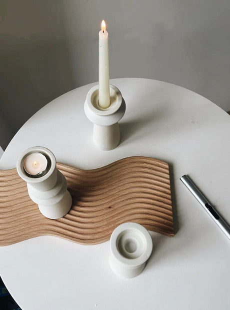Unglazed Ceramic Candle Holders, Set of 3