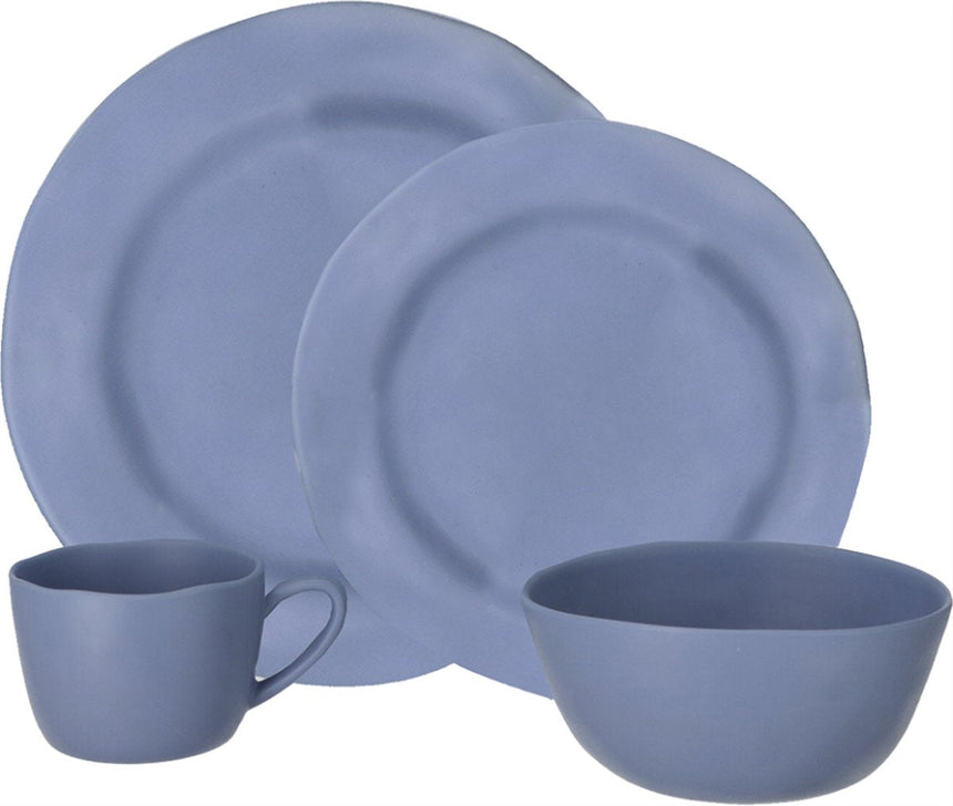 Travellife soria camping serviesset blauw 16-delig - stevig en krasbestendig melamine - vaatwasmachinebestendig - complete set