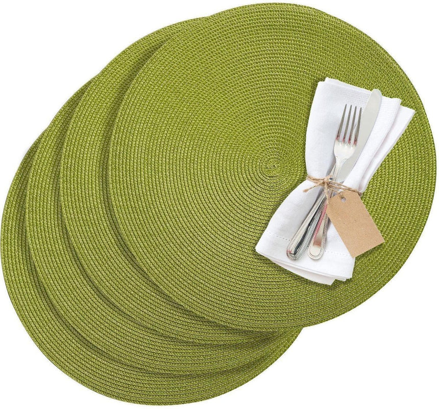 Green round polypropylene placemats, set of four