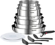 Thirteen-piece cookware set with detachable handles