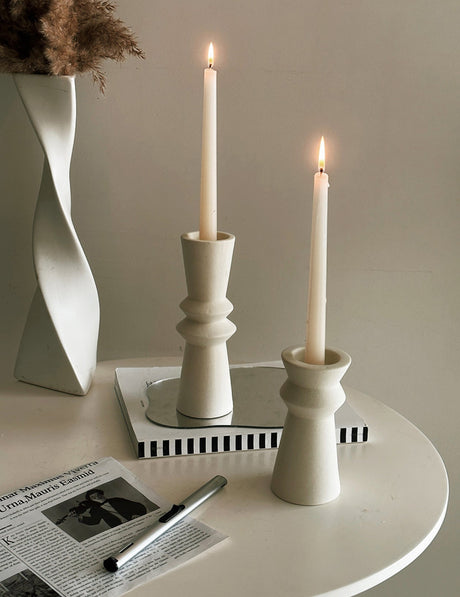 Unglazed Ceramic Candle Holders, Set of 3