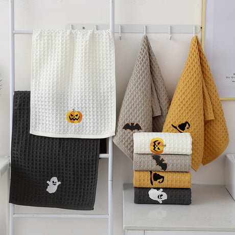 Halloween Embroidered Waffle Towels, 4 Pack