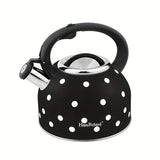 Whistling Stovetop Kettle, 2.5 l, Black with White Dots