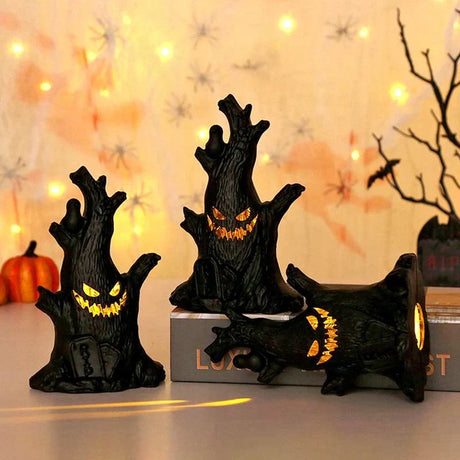 Light-Up Ghost Tree Figures, 10 cm, 3 Pieces