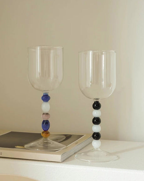 Bead Stem Bordeaux Wine Glasses, Set of 2