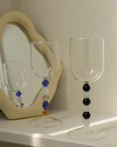 Bead Stem Bordeaux Wine Glasses, Set of 2