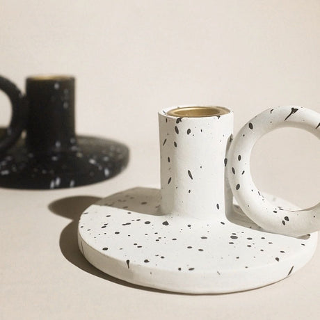 Splash Ink Resin Candle Holders, 2 Pieces