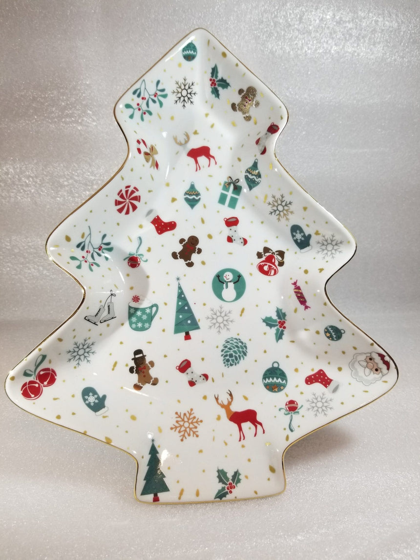 Christmas Tree Porcelain Serving Tray, 27 cm