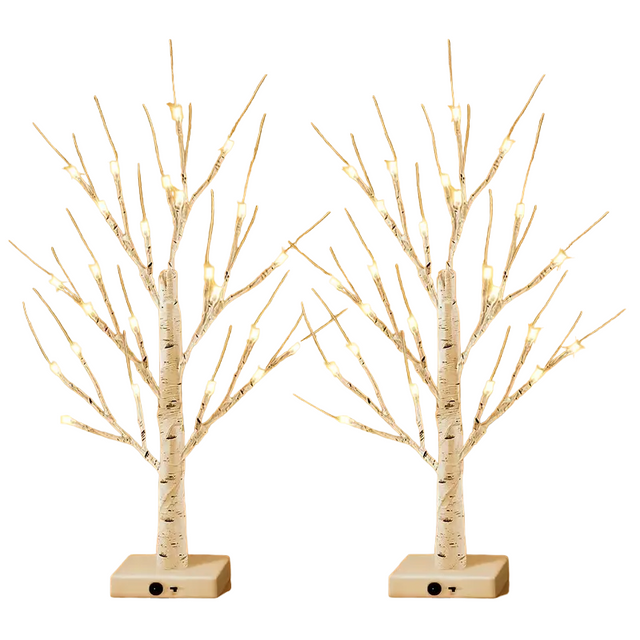Tabletop birch tree with warm white LED lights