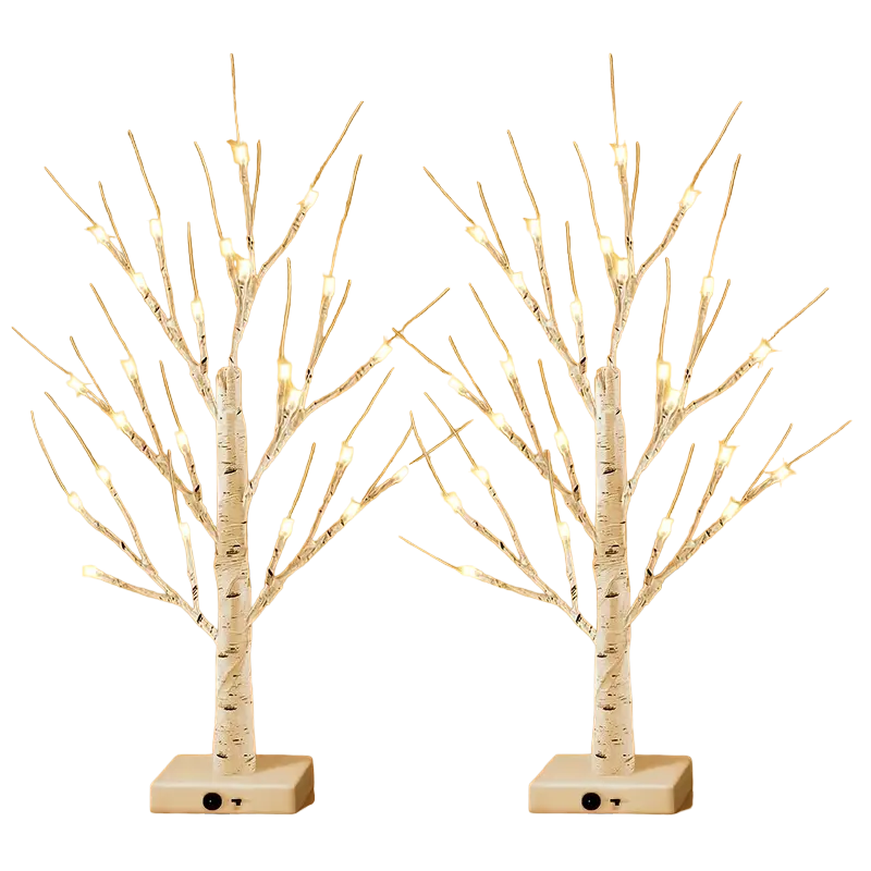 Tabletop birch tree with warm white LED lights