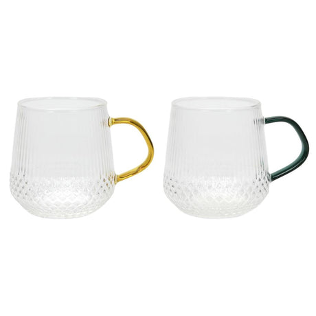 Glass mug with a coloured handle, 400 ml