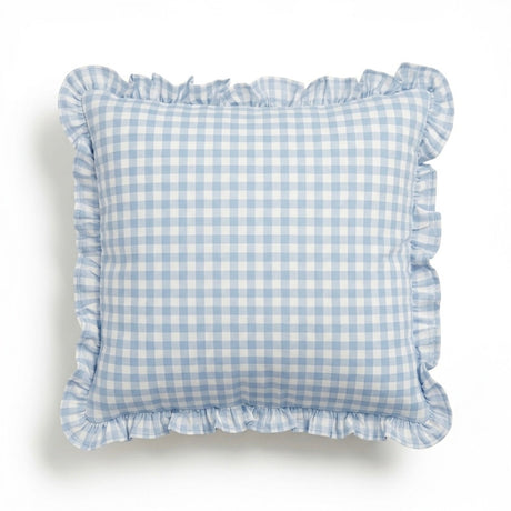 Cushion Cover Ruffled Vichy Check, Handmade