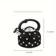 Black stainless steel kettle with white polka dots