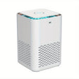 Compact desk air purifier in white, 14.8 cm across