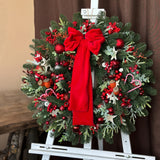 Christmas Wreath with Red Bow, 55 cm