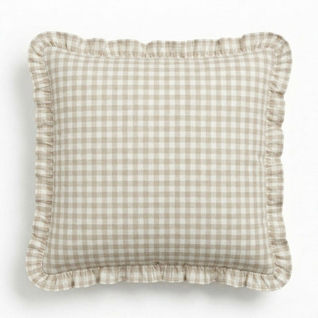 Cushion Cover Ruffled Vichy Check, Handmade